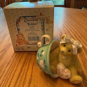 Vintage Cherished Teddies Bear in Teacup Figurine
